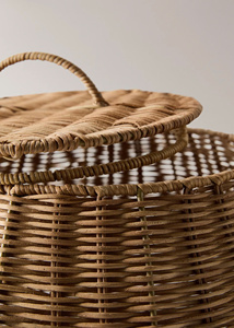 Panier en rotin tressé à la main avec couvercle, spacieux et grand format, pour l'organisation de la maison, les paniers cadeaux, la présentation décorative et l'usage quotidien - Product Image 2