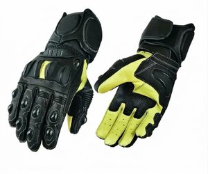Gants de moto en cuir de protection respirants à doigts complets avec motif imprimé, sangle de poignet réglable, compatibles écran tactile, pour usage extérieur - Product Image 4