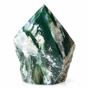 Tour de cristal d'agate mousse naturelle, obélisque brut de forme libre pour la décoration intérieure, la méditation et la guérison, vente en gros, fabricant - Product Image 3