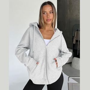 Sweat-shirts à capuche zippés surdimensionnés pour femmes, style Y2K, avec motifs personnalisés et couronne tendance, collection automne 2026 - Product Image 4