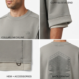 T-shirt Homme Oversize Premium 460G en Molleton Bouclette Coupe Boxy Délavé Vintage Streetwear Lourd Personnalisé OEM Double Couche Anti-Boulochage - Product Image 4