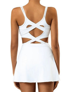 Vestido de tenis para mujer sin mangas, push-up, deportivo, para entrenamiento, running, fitness, con espalda descubierta, ajustado, transpirable, talla grande, liso, para bádminton - Product Image 6
