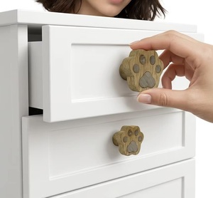Resin <b>Wood</b> Modern Paw Print Cabinet Knob & Furniture <b>Handle</b> Eco-Friendly Durable Design for Kitchen Cabinet Drawer - Product Image 3