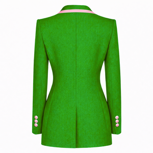 Alpha |   Kapa | Blazer de costume croisé Alpha pour femme, coupe ajustée moderne, revers pointus, veste de smoking brodée - Product Image 3