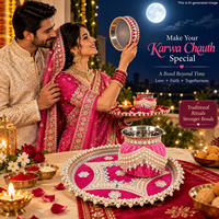 Ensemble de 3 thalis décoratifs pour Karwa Chauth avec bol Karwa et passoire pour les femmes, pour les célébrations festives