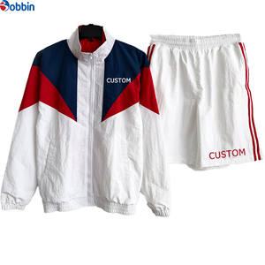 Nylon Windbreaker Tracksuits Plain Color Training Streetwear Short <b>Set</b> Men's Custom Breathable Plus Size 4XL Loose Fit Patchwork - Product Image 5