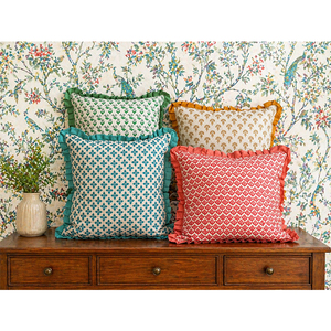 Luxury Embroidered 100% Linen <b>Cushion</b> <b>Cover</b> | Printed Ruffle Edge Decorative Pillow <b>Cover</b> - Product Image 5
