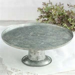 Vintage Farmhouse Zinc Metal <b>Cake</b> Stand Raised Dessert Plate Holder Heavy Duty Centerpiece Display <b>Tier</b> for Hotel Hospitality - Product Image 1