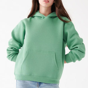 Sudadera con Capucha para Mujer, Verde Sólido, Algodón, Casual, Manga Larga, con Bolsillo Canguro, para Otoño - Product Image 4