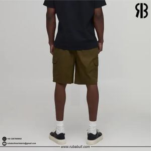 Rubabull – Nouveaux shorts cargo vert olive personnalisés pour hommes, décontractés, multi-poches, avec cordon de serrage, pour l'été et le travail en extérieur, vente en gros - Product Image 2