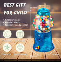 Distributeur de bonbons en forme de machine à boules de gomme bleu translucide de 11 pouces Kwang Hsieh, décoration rétro pour la maison, cadeau de fête, tirelire, vente en gros OEM