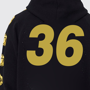 Ensemble sweat-shirt en coton respirant à col montant imprimé par transfert thermique, style streetwear, avec manches imprimées jaunes 36, pour homme, noir - Product Image 5
