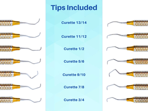 Juego de 7 piezas de curetas y raspadores periodontales Gracey con mango hueco, instrumentos quirúrgicos dentales de colores - Product Image 6