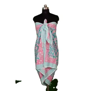 性感女性纱笼最佳质量印花纱笼低价定制标志印花纱笼沙滩女装批发价