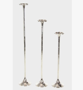 Silver Metal Handmade Eco-Friendly Pillar <b>Candle</b> <b>Holder</b> Set <b>Tall</b> Slim Candlestick Stands Modern Table Centerpiece Home Decor - Product Image 3