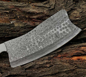 Couteau à découper en acier de Damas avec manche en corne de bélier et étui en cuir, 12 pouces, style traditionnel forgé, couteau de cuisine pour droitier - Product Image 5