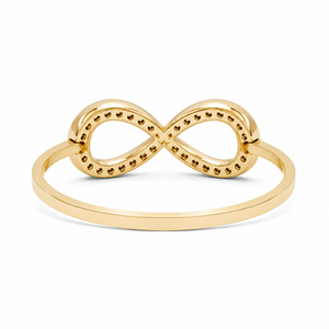 Anillo de Compromiso Infinity con Moissanita, Oro Amarillo, Engaste Pavé, Corte Brillante Redondo, Estilo Romántico - Product Image 5