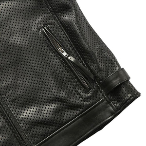 Chaleco de Cuero Genuino para Hombre, Estilo Motociclista, Cierre de Cremallera, Múltiples Bolsillos, Sin Mangas, Prenda Exterior Informal de Moda, OEM ODM - Product Image 5