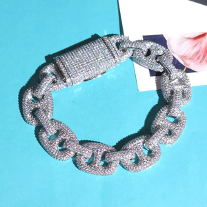 Bracelet gourmette de luxe en argent 925 avec diamants, chaîne pavée de diamants, bijou statement, mode hip-hop haut de gamme - Product Image 6