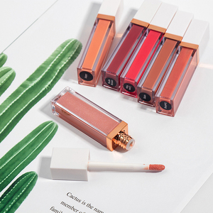 White Square Cap Rose Gold Trim Liquid Lip Gloss, Matte & Shimmer High Pigment Long-Lasting Non-Sticky Lip Tint - Product Image 6