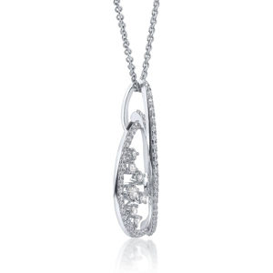 Elegant Diamond Flower Pendant <b>Necklace</b> In 925 Silver Rhodium Plated With Round Brilliant Cut Stones And Box Chain For Women - Product Image 3