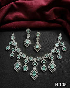 Diseños de moda con forma de cuadrado y Flor de diamante americano, conjunto de collar de fiesta de boda Chapado en plata, regalos para mujeres y niñas - Product Image 3