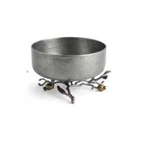 Bol double en métal avec support en forme de branche, finition polie, design moderne fait main, plat de service alimentaire, bol décoratif pour cadeau - Product Image 5