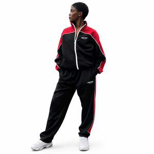 Custom Heavyweight Cut and Sew Panel 2 in 1 Solid Tracksuit Full <b>Zip</b> Jacket Jogger Set Unisex OEM Supplier Custom Logo - Product Image 2