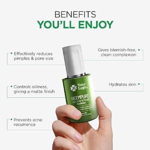 Sérum Visage Anti-Acné au Neem, Curcuma, Cannelle et Extrait d'Écorce de Saule – Sérum Clarifiant pour la Peau – Vente en Gros OEM ODM - Product Image 3