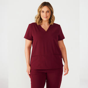 Traje de Enfermería de Punto de Alta Calidad 2026, 72% Poliéster/21% Rayón/7% Elastano, Corte Ajustado, Elástico, con Múltiples Bolsillos y Manga Corta - Product Image 5