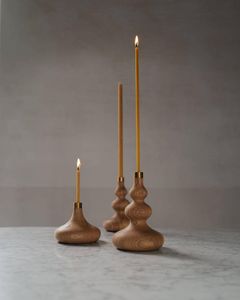 Porte-bougie en bois massif pour table à manger, support décoratif pour bougie en bois fait à la main, porte-bougie en bois pour centre de table de mariage - Product Image 3