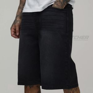 Pantalones Cortos de Mezclilla Oscuros de Corte Recto y Tiro Medio Y2K para Hombre, Estilo Casual de Verano, Ropa Urbana para Festivales, Suministro de Fábrica - Product Image 4