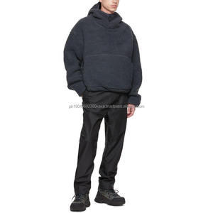 OEM Street Wear Zipper <b>Sherpa</b> <b>Fleece</b> <b>Hoodie</b> Custom <b>Men</b> Long Sleeve Elbow Patch Front Pocket Polar <b>Fleece</b> <b>Hoodie</b> - Product Image 4
