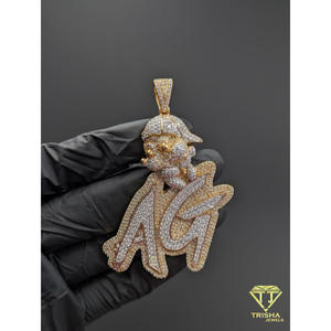 Moissanite Diamond <b>Custom</b> AG <b>Name</b> Pendant Cartoon Iced Out Hip Hop <b>Necklace</b> Bling Jewelry Gift - Product Image 5