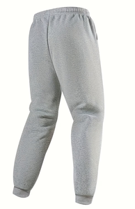 Men's Gray Sweatpants Mid Waist Drawstring Casual Joggers Pockets Autumn Wear Regular Fit Knitted Cotton Quick Dry Fleece - Product Image 2