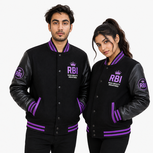 Blouson universitaire réversible en laine de baseball personnalisé, style Letterman, respirant, avec logo brodé fini, qualité supérieure - Product Image 1