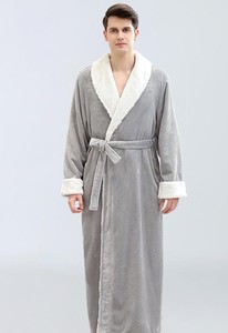 Pijama de Franela para Hombre, Otoño-Invierno, Manga Larga, Forro Polar, Grueso, Cálido, Suave, Casual, Holgado, con Cordones Laterales - Product Image 4