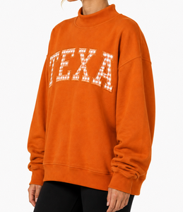 Sweat-shirt à col montant brodé sur mesure pour femme Texas, manches longues, respirant, séchage rapide, en coton et polyester, style streetwear - Product Image 2