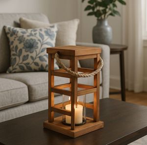 Portavelas rectangular de madera, decoración rústica blanca para el hogar, para sala de estar, dormitorio, Patio, jardín, boda - Product Image 6