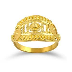 Anillo de Filigrana Dorada de Lujo Inspirado en Estilo Antiguo, Joyería de Diseño con Patrón Tradicional Intrincado para Mujer - Product Image 1