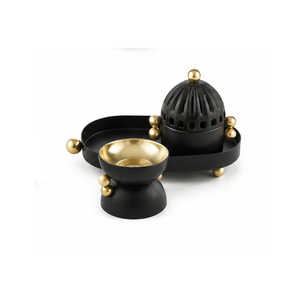 Marble Incense Burner Set with Gold Accents and Black Bowl for Aromatherapy Use - Product Image 4