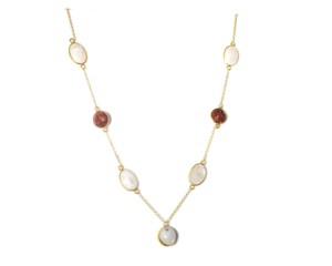 Collier pendentif en or 18 carats et pierre naturelle, chaîne minimaliste style bohème en argent sterling 925, pour femme, usage quotidien et soirée - Product Image 1
