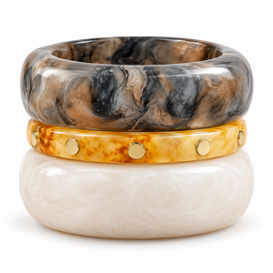 Bracelet jonc en résine fait main, pièce unique, effet marbre épais, bijoux de mode géométriques, vente en gros OEM ODM - Product Image 2