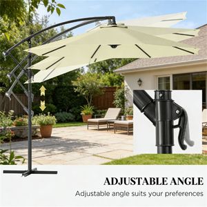 Ombrellone da Terrazzo Beige con Base per Uso Esterno e Cortile - Ombrelloni e Basi per Patio - Product Image 2