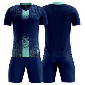 Ensemble d'uniformes de football haute performance respirant et anti-humidité en maille 100 % polyester avec short ergonomique et rembourré pour équipe - Product Image 1