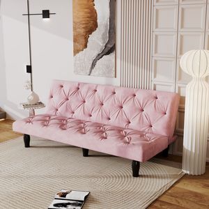 Divano letto in velluto rosa da 66 &quot;per soggiorni familiari appartamenti camere da letto facile trasformazione elegante arredamento per la casa - Product Image 1