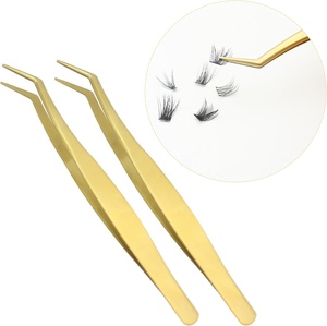 Pinzas de extensión de pestañas de acero inoxidable con logotipo personalizado Pinzas de pestañas esenciales de belleza con etiqueta privada - Product Image 3