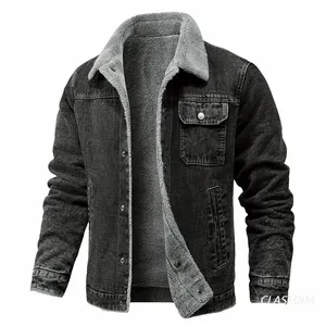 Veste en jean d'hiver pour homme GURUNA-Z-INDUSTRY, col roulé, doublure en polyester, capuche, respirante, coupe-vent, coupe classique - Product Image 3