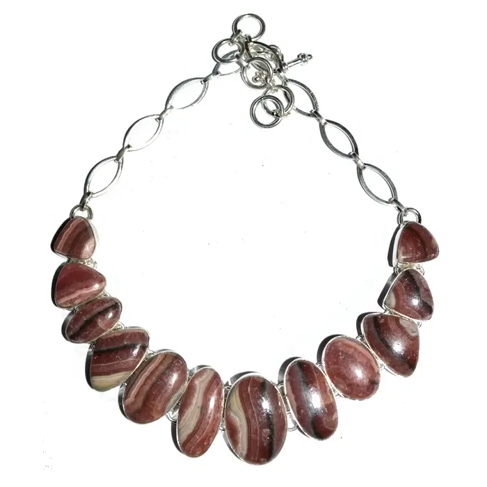 Oval cabs Rhodochrosite Necklace : Buy Rhodochrosite Necklace Online