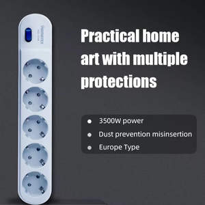 Safety Shutter Home Factory Supplier FR-PP Material 16A Europe Type Office VEGA-105W 5 Outlets 2m <b>Extension</b> Wires <b>Socket</b> - Product Image 2